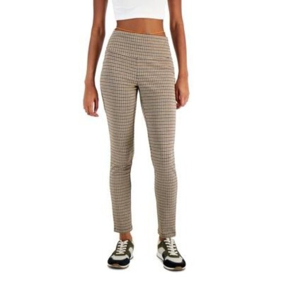 INC International Concepts Checkered Ankle Pants - Tan and Black - Picture 1 of 8
